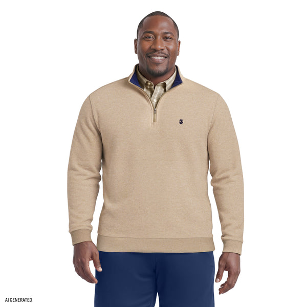Big & Tall Advantage Performance Quarter Zip Fleece - Camel Hthr