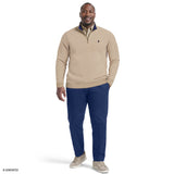 BIG & TALL ADVANTAGE PERFORMANCE QUARTER ZIP FLEECE - CAMEL HTHR