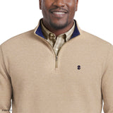 BIG & TALL ADVANTAGE PERFORMANCE QUARTER ZIP FLEECE - CAMEL HTHR