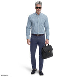 PERFORMANCE COMFORT PLAID BUTTON-DOWN SHIRT - LICHEN BLUE