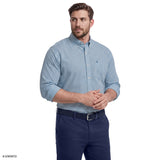 BIG & TALL PERFORMANCE COMFORT PLAID BUTTON-DOWN SHIRT - LICHEN BLUE