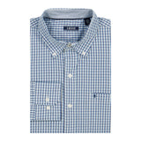 BIG & TALL PERFORMANCE COMFORT PLAID BUTTON-DOWN SHIRT - LICHEN BLUE