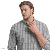 BIG & TALL PERFORMANCE COMFORT PLAID BUTTON-DOWN SHIRT - SLEET