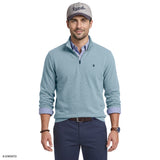 PERFORMANCE COMFORT FEEDER STRIPE QUARTER-ZIP - CHAMBRAY BLUE