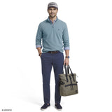 PERFORMANCE COMFORT FEEDER STRIPE QUARTER-ZIP - CHAMBRAY BLUE