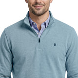 PERFORMANCE COMFORT FEEDER STRIPE QUARTER-ZIP - CHAMBRAY BLUE