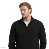 BIG & TALL THERMASOFT QUARTER-ZIP FLEECE - BLACK