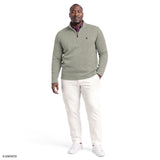 BIG & TALL THERMASOFT QUARTER-ZIP FLEECE - LT GREY HTHR