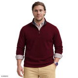 BIG & TALL THERMASOFT QUARTER-ZIP FLEECE - ZINFANDEL