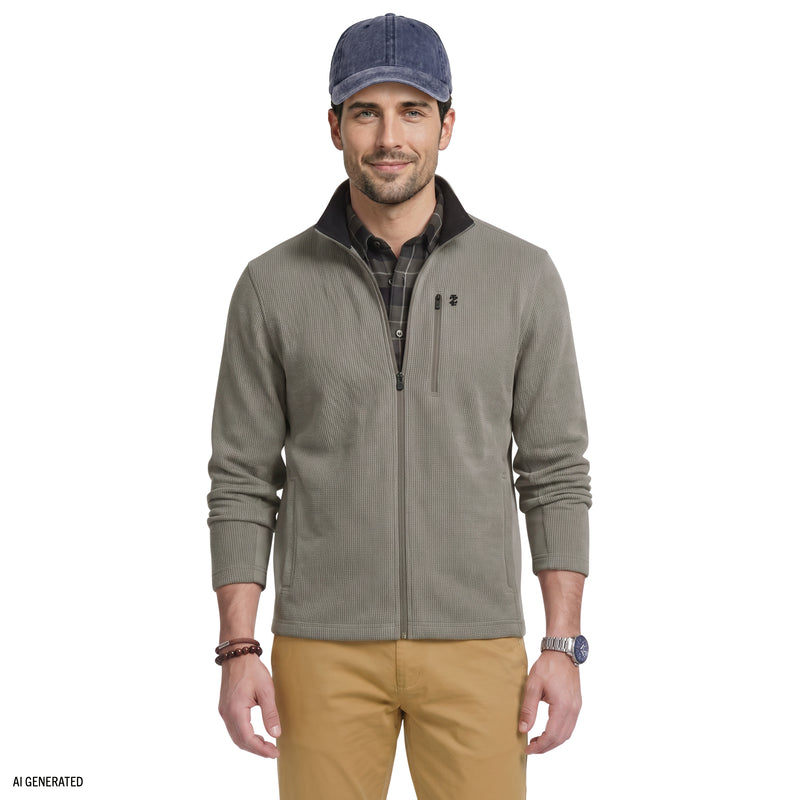 Shaker Fleece Jacket - Lt Grey Hthr – IZOD