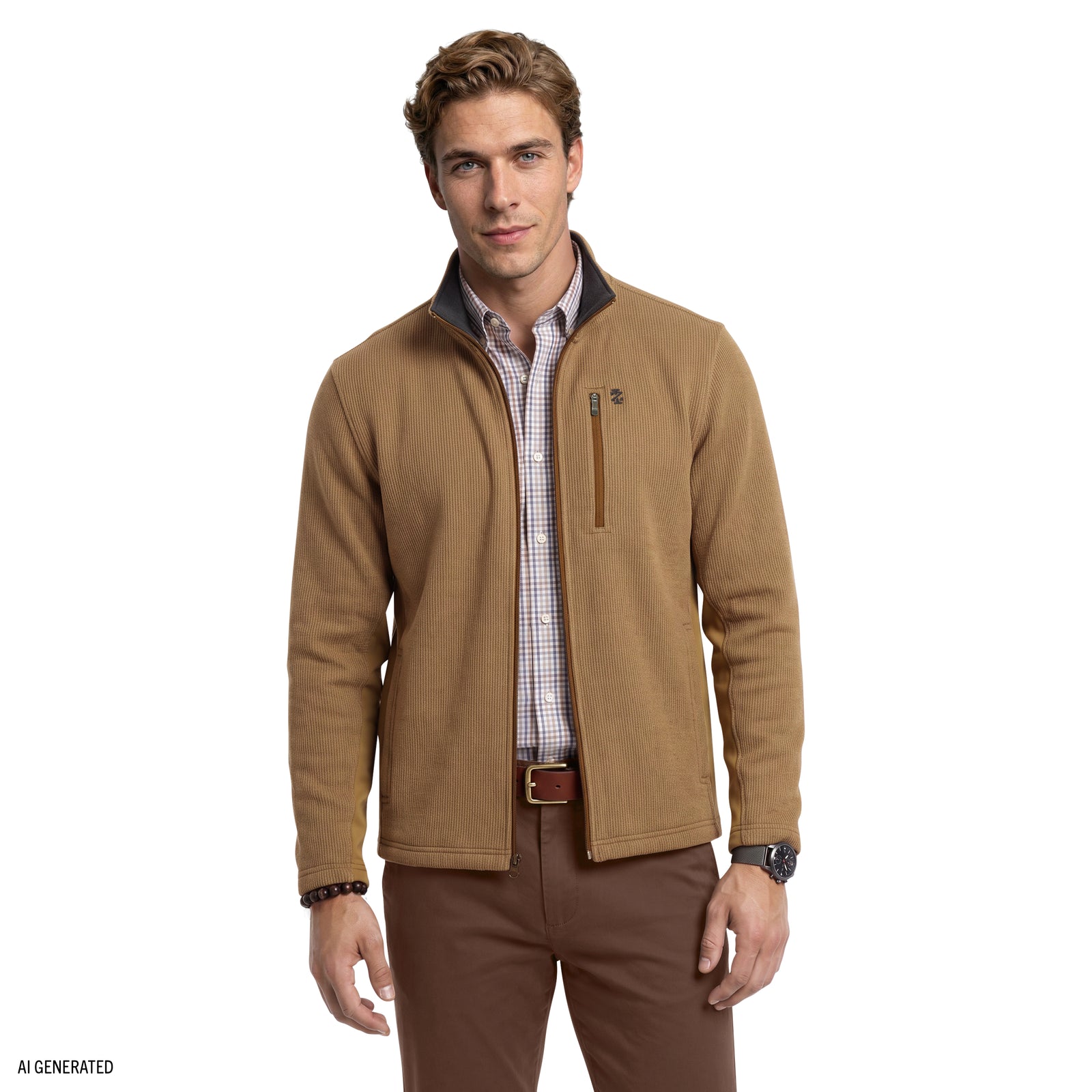 Shaker Fleece Jacket - Camel Hthr – IZOD