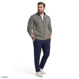 BIG & TALL SHAKER FLEECE JACKET - LT GREY HTHR