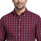 PERFORMANCE COMFORT PLAID BUTTON-DOWN SHIRT - ZINFANDEL