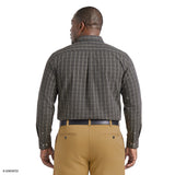 BIG & TALL PERFORMANCE COMFORT PLAID BUTTON-DOWN SHIRT - DARK SHADOW