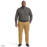 BIG & TALL PERFORMANCE COMFORT PLAID BUTTON-DOWN SHIRT - DARK SHADOW