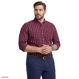 BIG & TALL PERFORMANCE COMFORT PLAID BUTTON-DOWN SHIRT - ZINFANDEL
