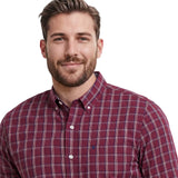 BIG & TALL PERFORMANCE COMFORT PLAID BUTTON-DOWN SHIRT - ZINFANDEL