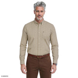PERFORMANCE COMFORT PLAID BUTTON-DOWN SHIRT - CROCKERY