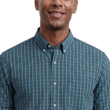 PERFORMANCE COMFORT PLAID BUTTON-DOWN SHIRT - MEDITERRANEA