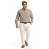 BIG & TALL PERFORMANCE COMFORT PLAID BUTTON-DOWN SHIRT - CROCKERY