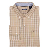 BIG & TALL PERFORMANCE COMFORT PLAID BUTTON-DOWN SHIRT - CROCKERY