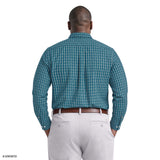 BIG & TALL PERFORMANCE COMFORT PLAID BUTTON-DOWN SHIRT - MEDITERRANEA