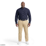 BIG & TALL PERFORMANCE COMFORT PLAID BUTTON-DOWN SHIRT - MEDIEVAL BLUE