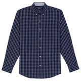 BIG & TALL PERFORMANCE COMFORT PLAID BUTTON-DOWN SHIRT - MEDIEVAL BLUE