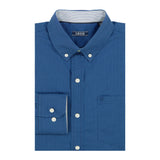 PERFORMANCE COMFORT CHECKED BUTTON-DOWN SHIRT - BRIGHT COBALT