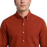 PERFORMANCE COMFORT PLAID BUTTON-DOWN SHIRT - BURNT OCHRE