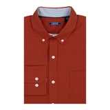 PERFORMANCE COMFORT PLAID BUTTON-DOWN SHIRT - BURNT OCHRE