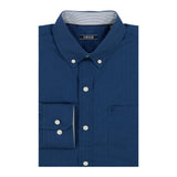 BIG & TALL PERFORMANCE COMFORT PLAID BUTTON-DOWN SHIRT - BRIGHT COBALT