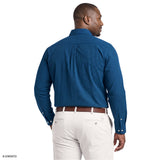 BIG & TALL PERFORMANCE COMFORT PLAID BUTTON-DOWN SHIRT - BRIGHT COBALT