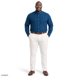 BIG & TALL PERFORMANCE COMFORT PLAID BUTTON-DOWN SHIRT - BRIGHT COBALT
