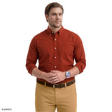 BIG & TALL PERFORMANCE COMFORT BUTTON-DOWN SHIRT - BURNT OCHRE