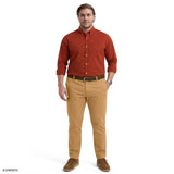BIG & TALL PERFORMANCE COMFORT BUTTON-DOWN SHIRT - BURNT OCHRE