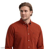 BIG & TALL PERFORMANCE COMFORT BUTTON-DOWN SHIRT - BURNT OCHRE
