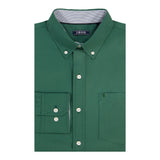 BIG & TALL PERFORMANCE COMFORT BUTTON-DOWN SHIRT - DARK GREEN