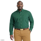 BIG & TALL PERFORMANCE COMFORT BUTTON-DOWN SHIRT - DARK GREEN