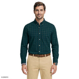 PERFORMANCE COMFORT PLAID BUTTON-DOWN SHIRT - MEDITERRANEA