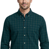 PERFORMANCE COMFORT PLAID BUTTON-DOWN SHIRT - MEDITERRANEA