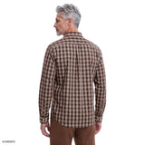 PERFORMANCE COMFORT PLAID BUTTON-DOWN SHIRT - SEAL BROWN