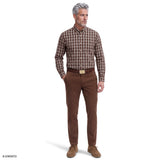 PERFORMANCE COMFORT PLAID BUTTON-DOWN SHIRT - SEAL BROWN