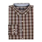 PERFORMANCE COMFORT PLAID BUTTON-DOWN SHIRT - SEAL BROWN