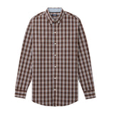PERFORMANCE COMFORT PLAID BUTTON-DOWN SHIRT - SEAL BROWN
