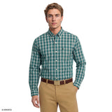 PERFORMANCE COMFORT PLAID BUTTON-DOWN SHIRT - MEDITERRANEA