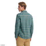 PERFORMANCE COMFORT PLAID BUTTON-DOWN SHIRT - MEDITERRANEA