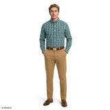 PERFORMANCE COMFORT PLAID BUTTON-DOWN SHIRT - MEDITERRANEA