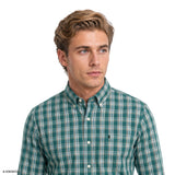PERFORMANCE COMFORT PLAID BUTTON-DOWN SHIRT - MEDITERRANEA