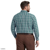 BIG & TALL PERFORMANCE COMFORT PLAID BUTTON-DOWN SHIRT - MEDITERRANEA